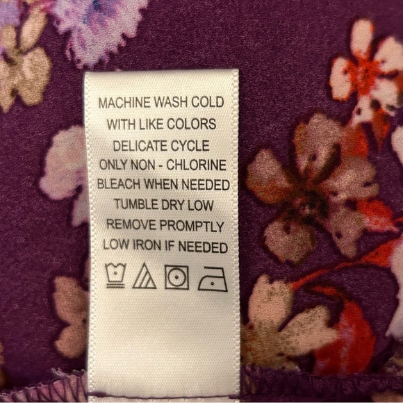 PIONEER WOMAN XL Floral Blouse Purple Ruffle Detail Long Sleeves - Picture 11 of 12